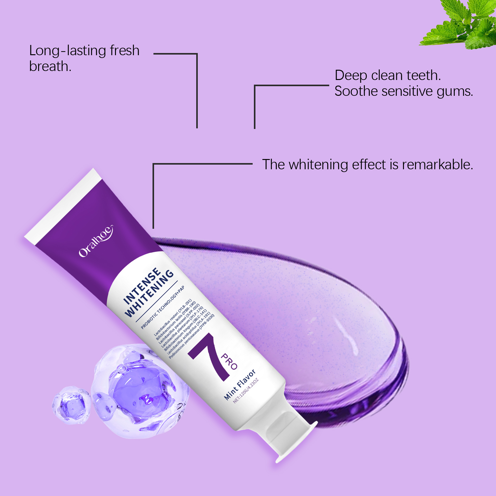 Toothpaste Mint Fresh Cleans Teeth Odor Stains Food Residues Long Lasting Fragrance Protects Teeth