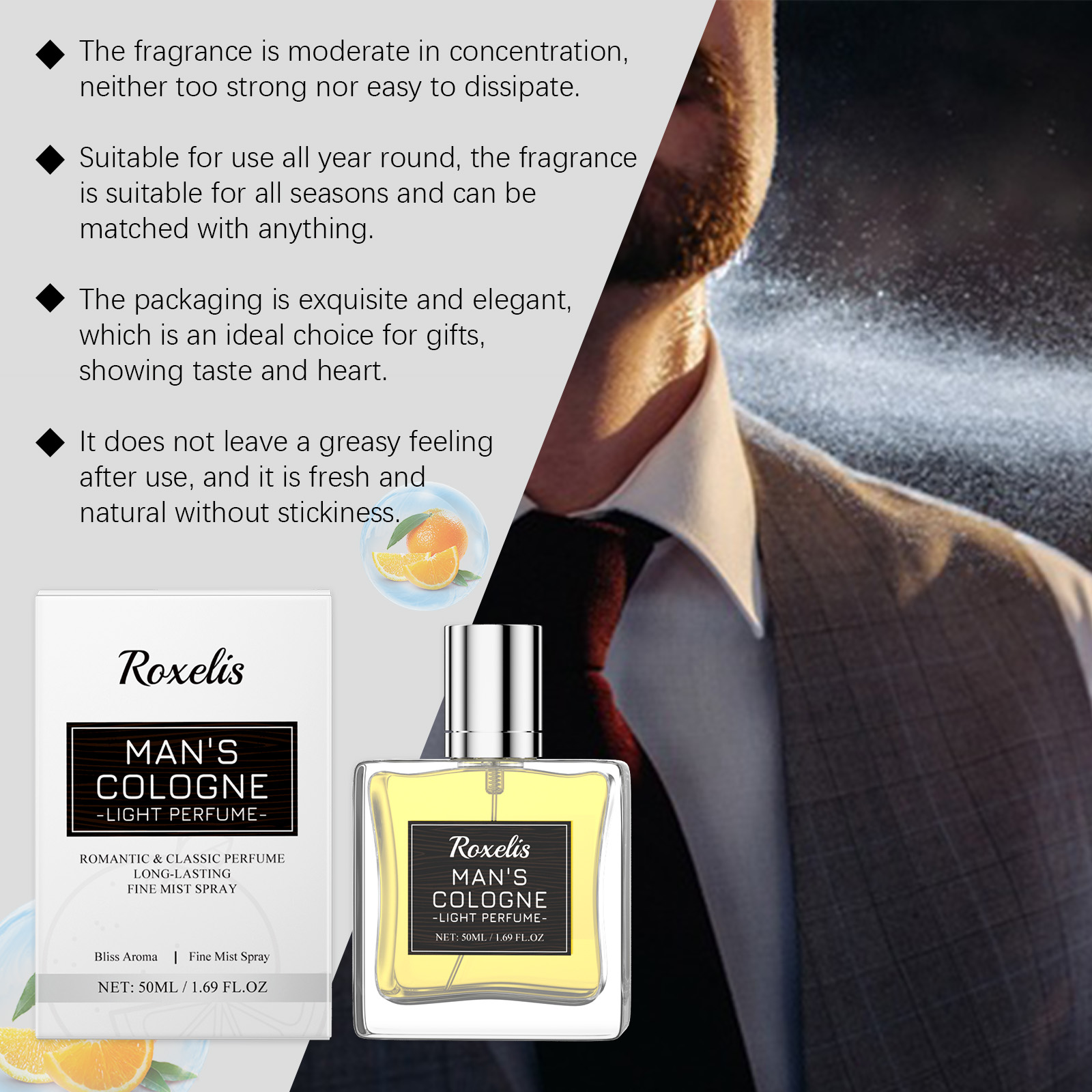 Citrus Woody Perfume Gentle Fresh Fragrance Natural Long Lasting Daily Scent For Personal Use