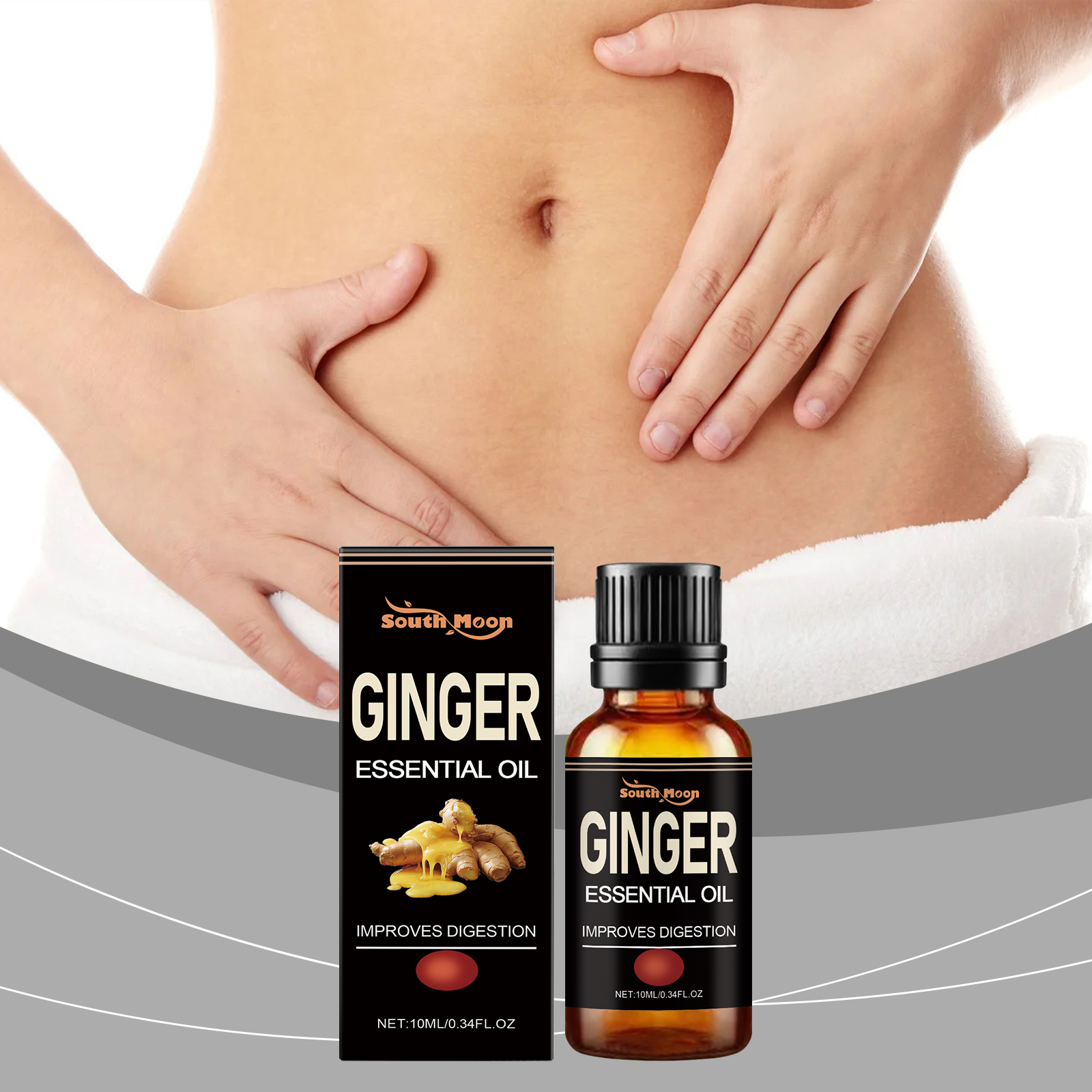 Ginger Abdomen Care Essential Oil Nourish Body Skin Firm Massage Whole Body Care Essential Oil