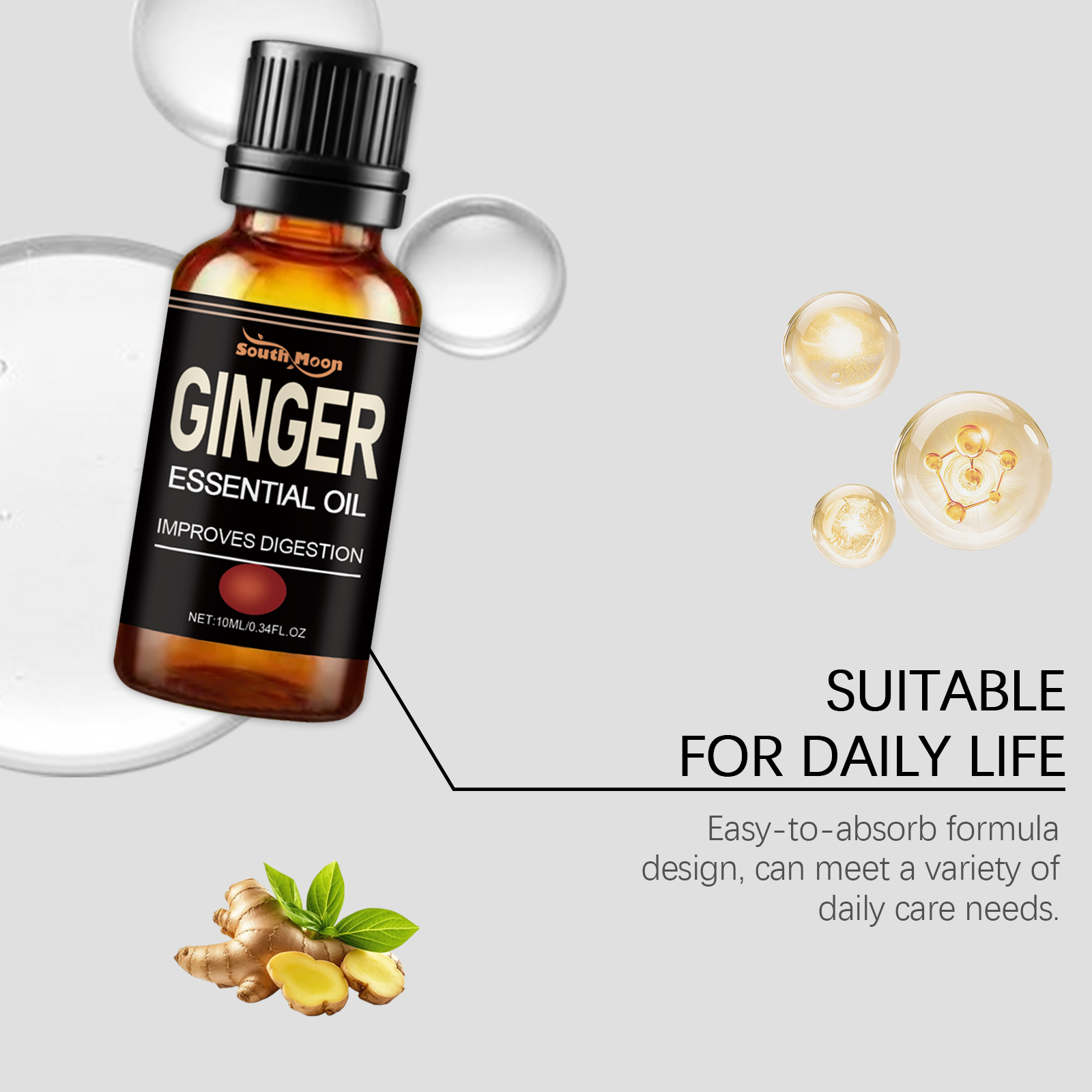 Ginger Abdomen Care Essential Oil Nourish Body Skin Firm Massage Whole Body Care Essential Oil