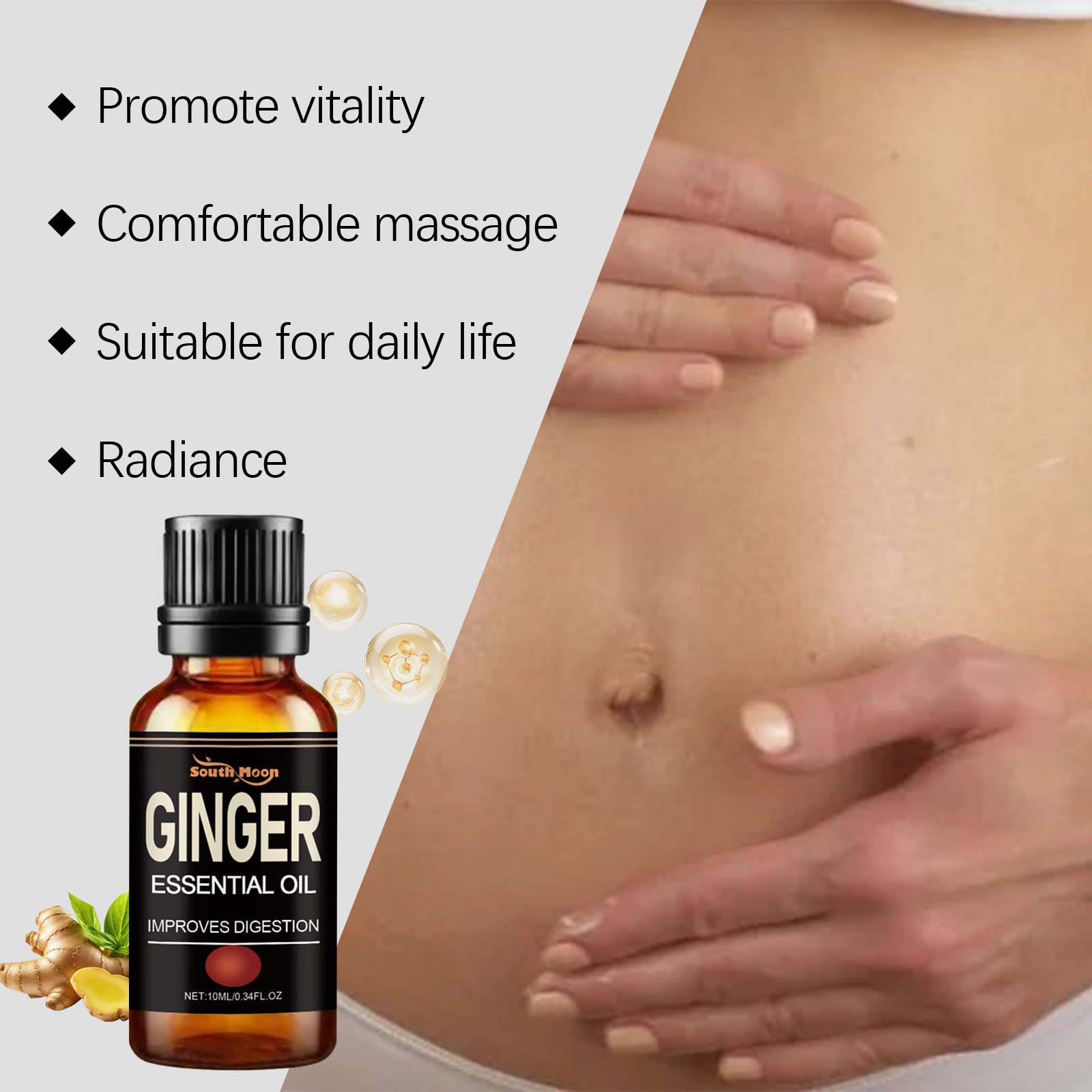 Ginger Abdomen Care Essential Oil Nourish Body Skin Firm Massage Whole Body Care Essential Oil