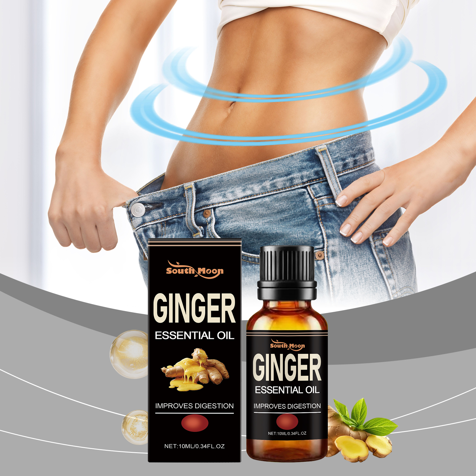 Ginger Abdomen Care Essential Oil Nourish Body Skin Firm Massage Whole Body Care Essential Oil
