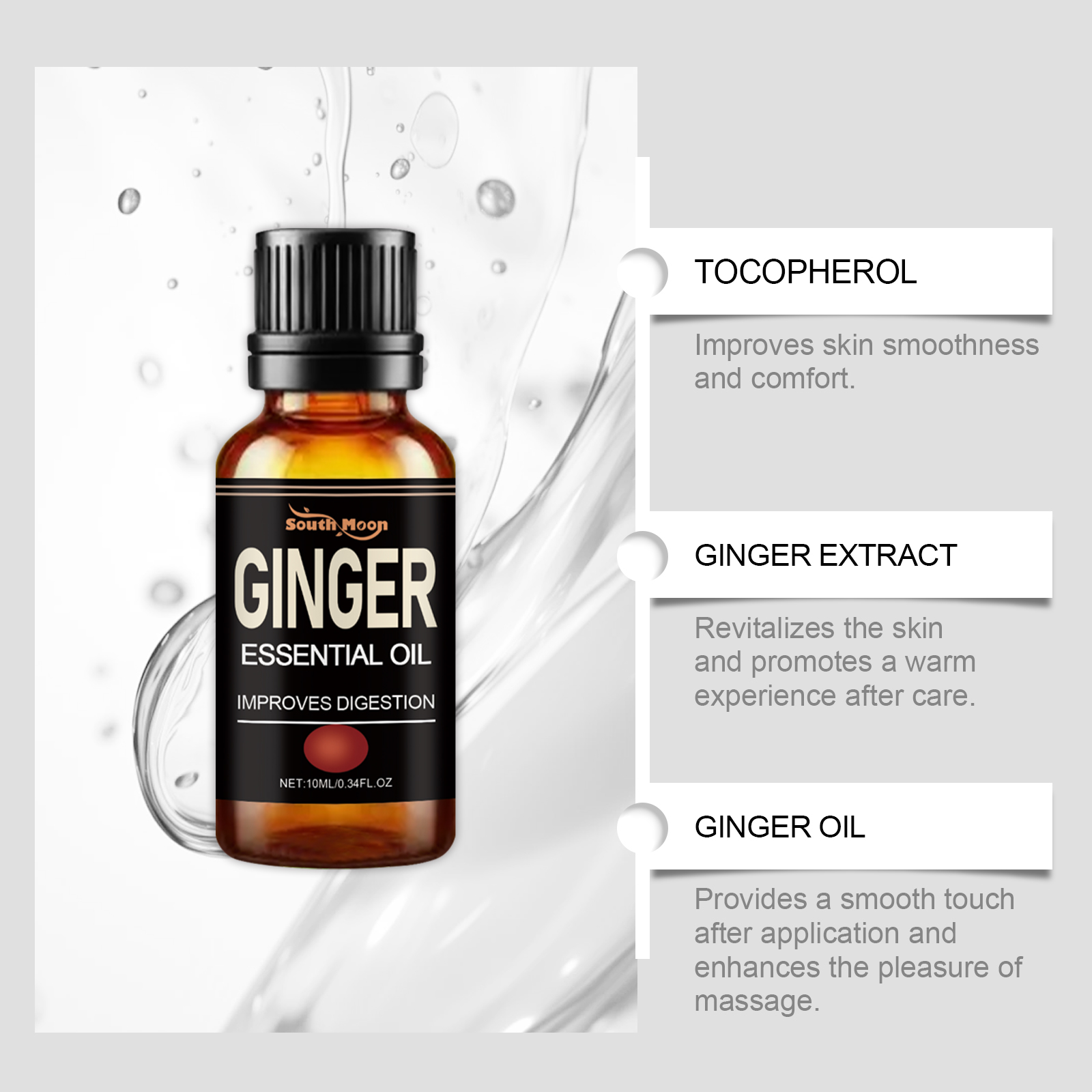 Ginger Abdomen Care Essential Oil Nourish Body Skin Firm Massage Whole Body Care Essential Oil