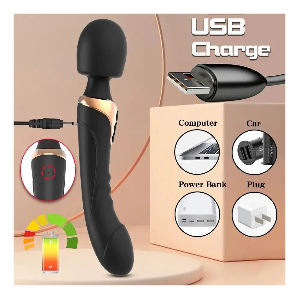 (Red) Double Sided Dildo for Women Wand Vibrator Clit