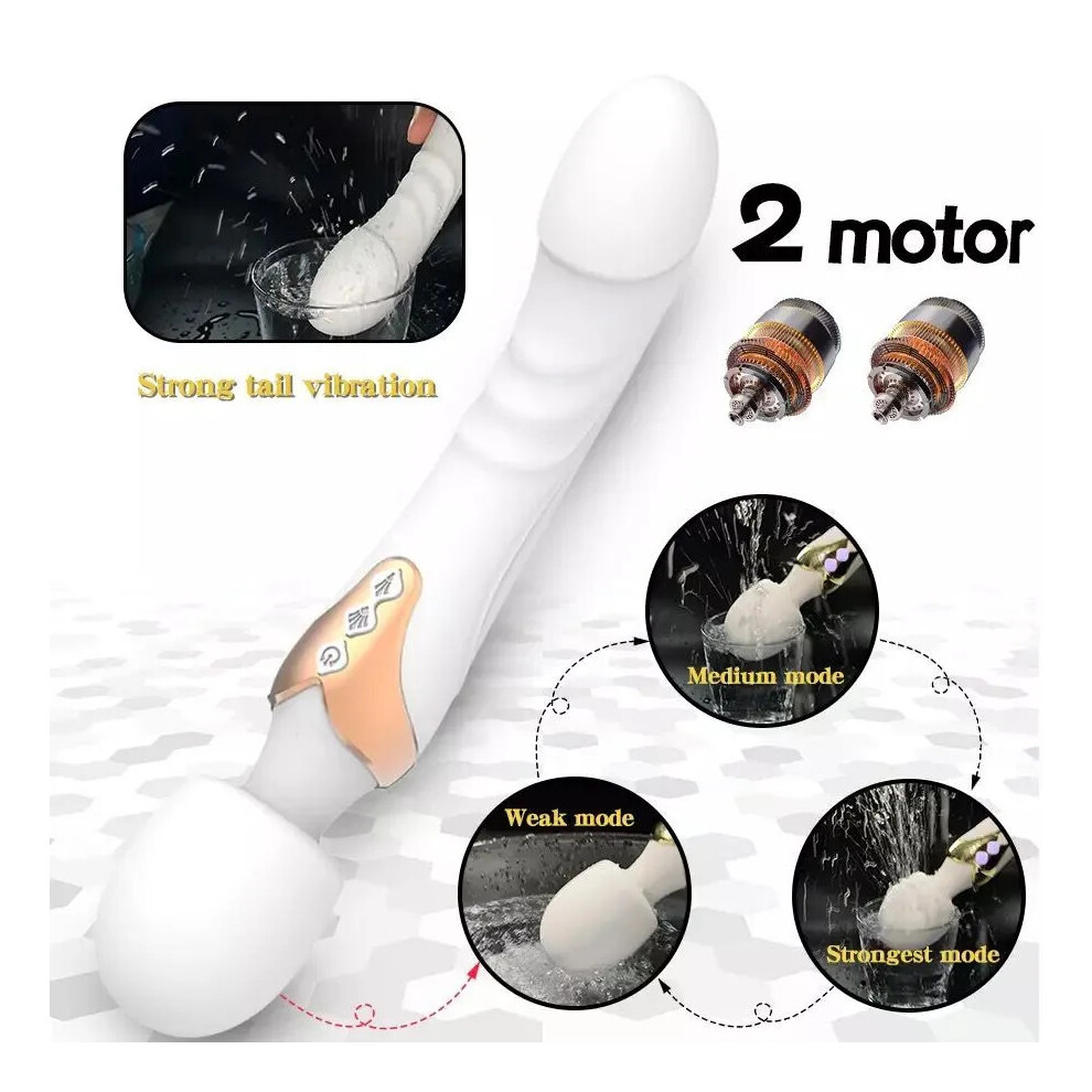 (Red) Double Sided Dildo for Women Wand Vibrator Clit