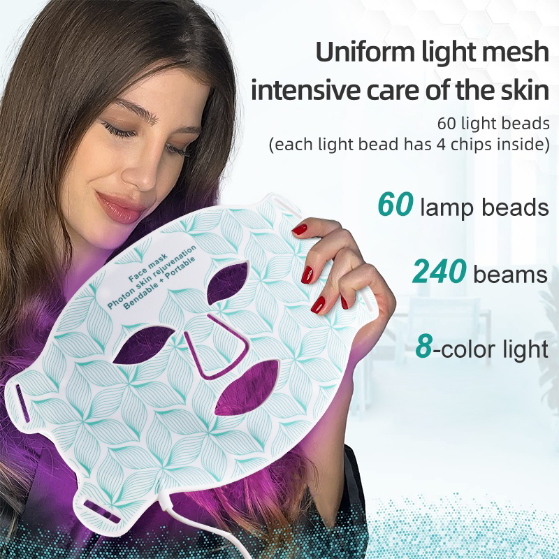 (Black Set) Light Therapy Face Masks for Women 7 Colors LED Facial Mask Neck Red Light Near Infrared Therapy Home Beauty Mask Skin Care Anti Aging Lifting Reduce Puffiness