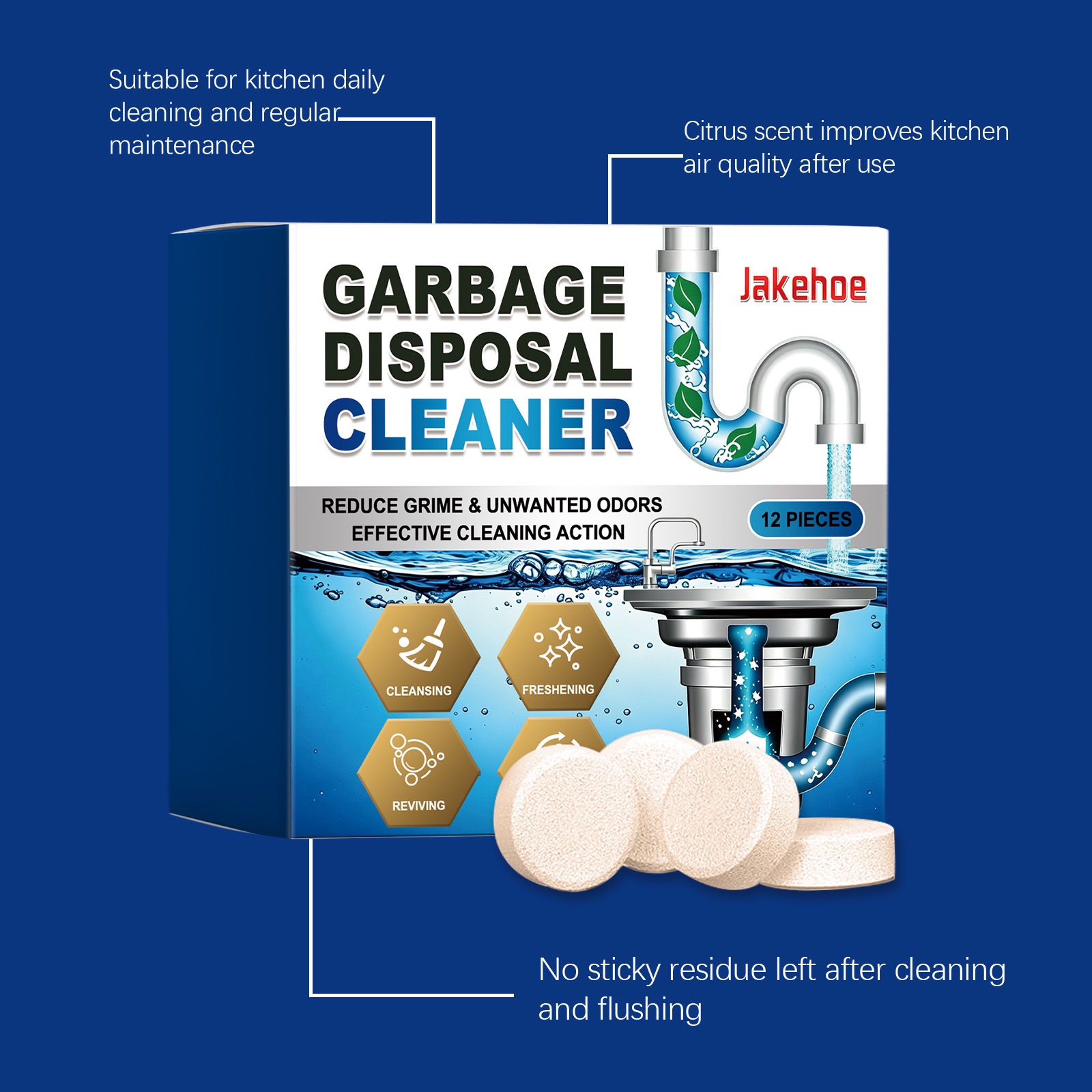 Garbage Disposal Cleaning Tablets For Daily Deodorizing And Kitchen Sink Care