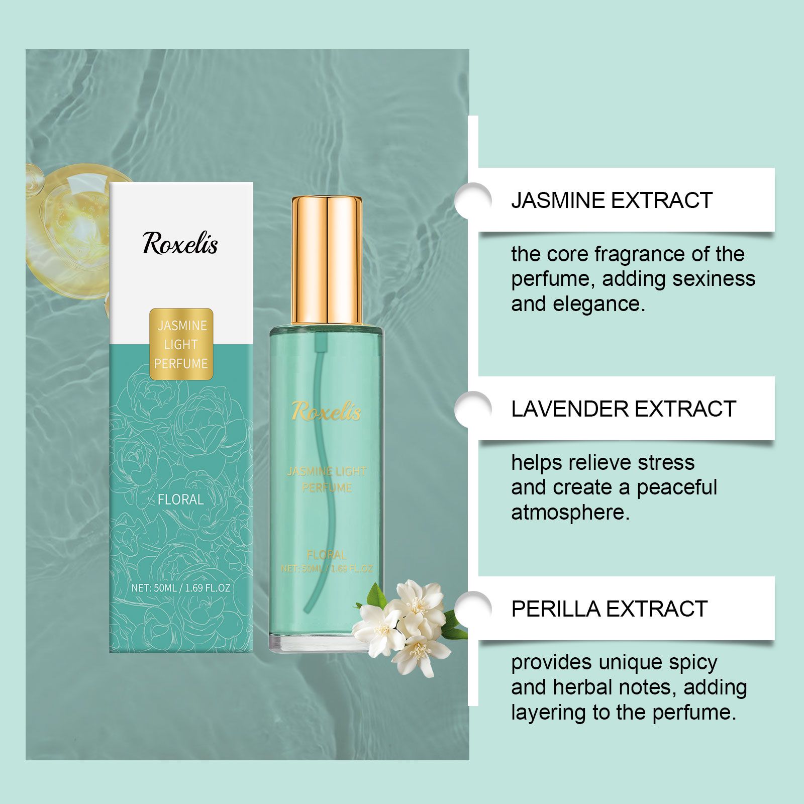 Jasmine Perfume Fresh Woody Floral Long Lasting Portable For Daily Wear
