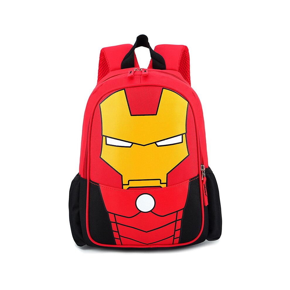 Kids Superhero Backpack Spiderman Superman School Book Bag Rucksack Back to School Rucksack Student Kindergarten Birthday Gift Iron Man Red