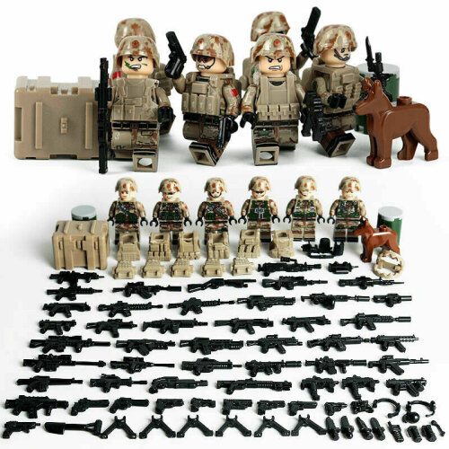 Fit Lego Desert Military Sodiers Weapons Minifigures Kids Toys Gifts