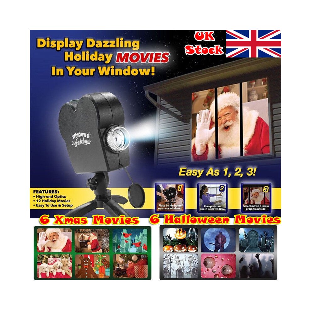 Window Projector 12 Movie Festival Projection Lamps Used for Halloween Christmas Outdoor Garden Decoration Family Outdoor Party Halloween Projector Led Projector Lights