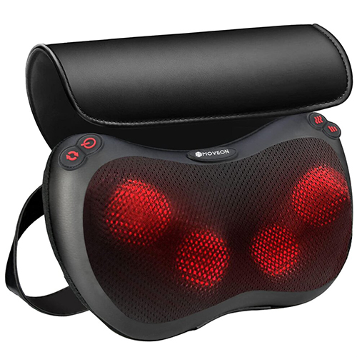 Electric Back and Neck Massager with Heat 4 Speed Modes Deep Shiatsu Massage Pillow for Muscle Pain Relief Tissue Kneading Massager Relaxation Gifts for Women Men Mom Dad Use at Home Office and Car