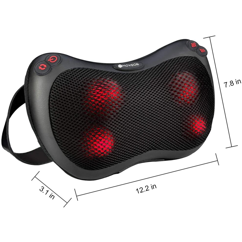Electric Back and Neck Massager with Heat 4 Speed Modes Deep Shiatsu Massage Pillow for Muscle Pain Relief Tissue Kneading Massager Relaxation Gifts for Women Men Mom Dad Use at Home Office and Car