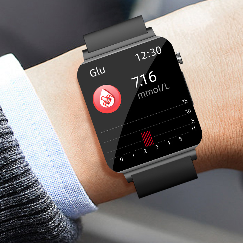 1.72 Smart Watch Non Invasive Blood Glucose Heart Rate BP Body Temperature Fitness Tracker Bracelet