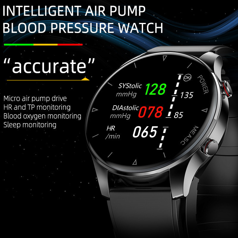 Smartwatch Air Pump Airbag True Oxygen Temperature Monitor Smart Watch Black