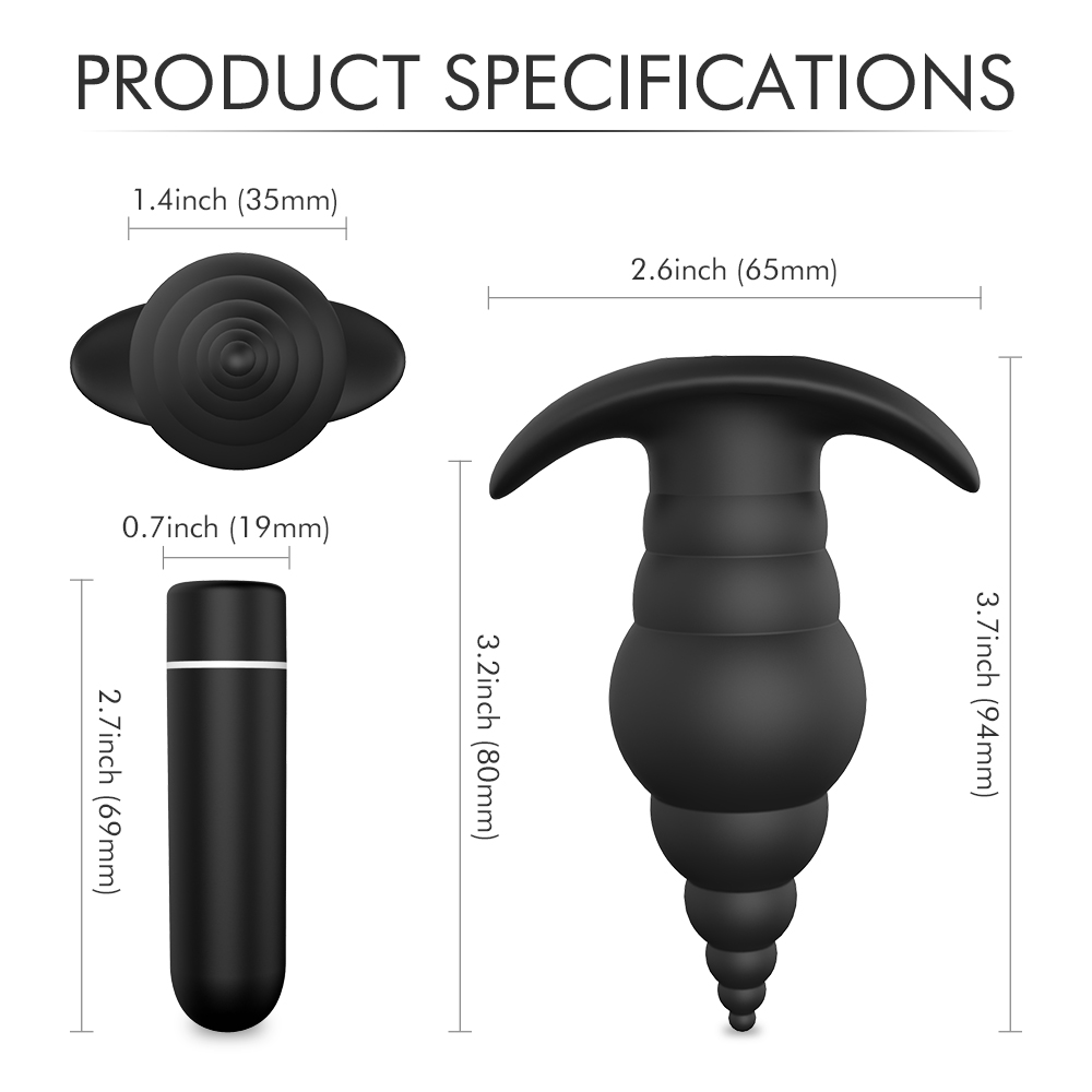 Anal Beads Vibrator Anal Butt Plug Dildo Prostate Massager Sex Bullet Adult Toy Remote Control for Men Women Couples Sexual Pleasure Black