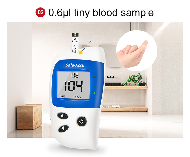 (Host mg/dL+50X test paper+50X needles) Sinocare Safe-Accu 2 Blood Glucose Meter Glucometer Kit Diabetes Tester 50Test Strips Lancets Medical Blood Sugar Meter
