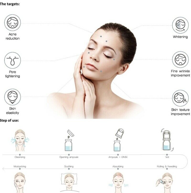 (0.25mm) Hydra Needle 20 Pins Micro Needle Titanium Roller Stamp Hydra Roller Microneedle Fine Serum Injection Applicator Tool Whiten Bottle Gel Tube Skin Care Anti Aging