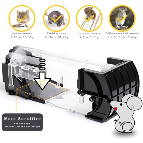 Mouse Trap No Kill,Humane Mouse Traps for Indoors, Rodent Trap High Sensitive No Kill, Mousetrap Poison Substitute Friendly for Kids and Pet, Professional Mice Trap Mouse Catcher Reusable and Easy to Use
