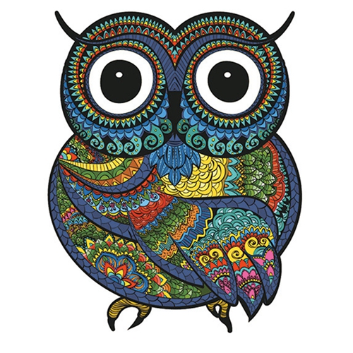 Wooden Jigsaw Puzzle  Charming Owl Birthday Gift Idea for Kids Adults Family Game and Hobby