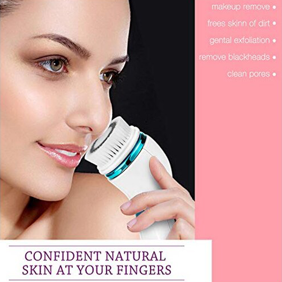 Facial Cleansing Brush Rechargeable Face Brush Set IPX65 Waterproof Electric Rotating Face Scrubber for Deep Cleaning Exfoliating Blackhead Removing
