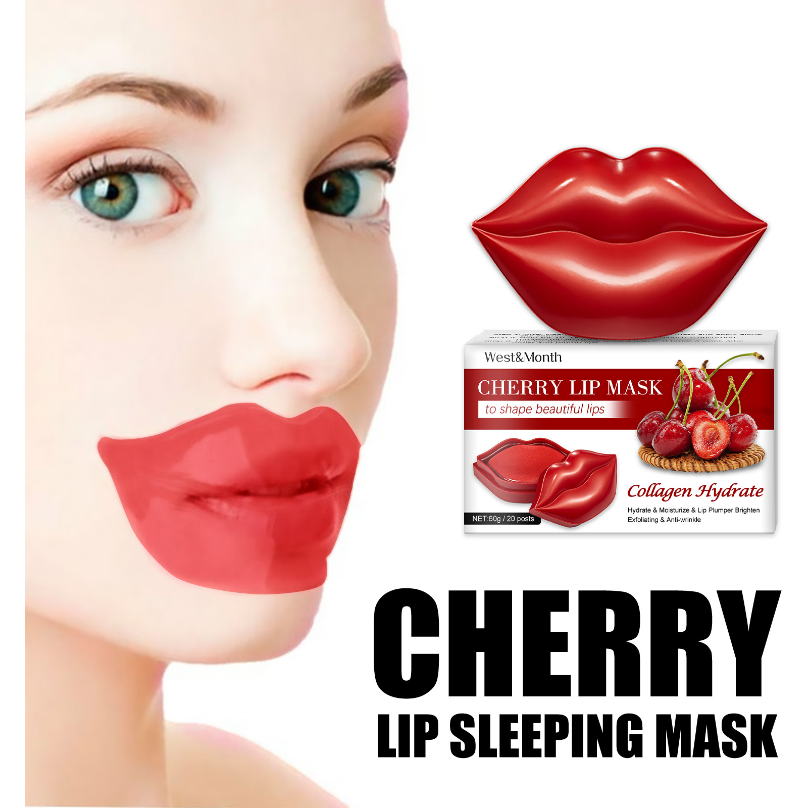 Cherry Lip Mask Lip Plumper Moisturizing Nourishing Anti Wrinkle Lips Pad Diminishing Lip Lines Lip Care Beauty Cosmetics