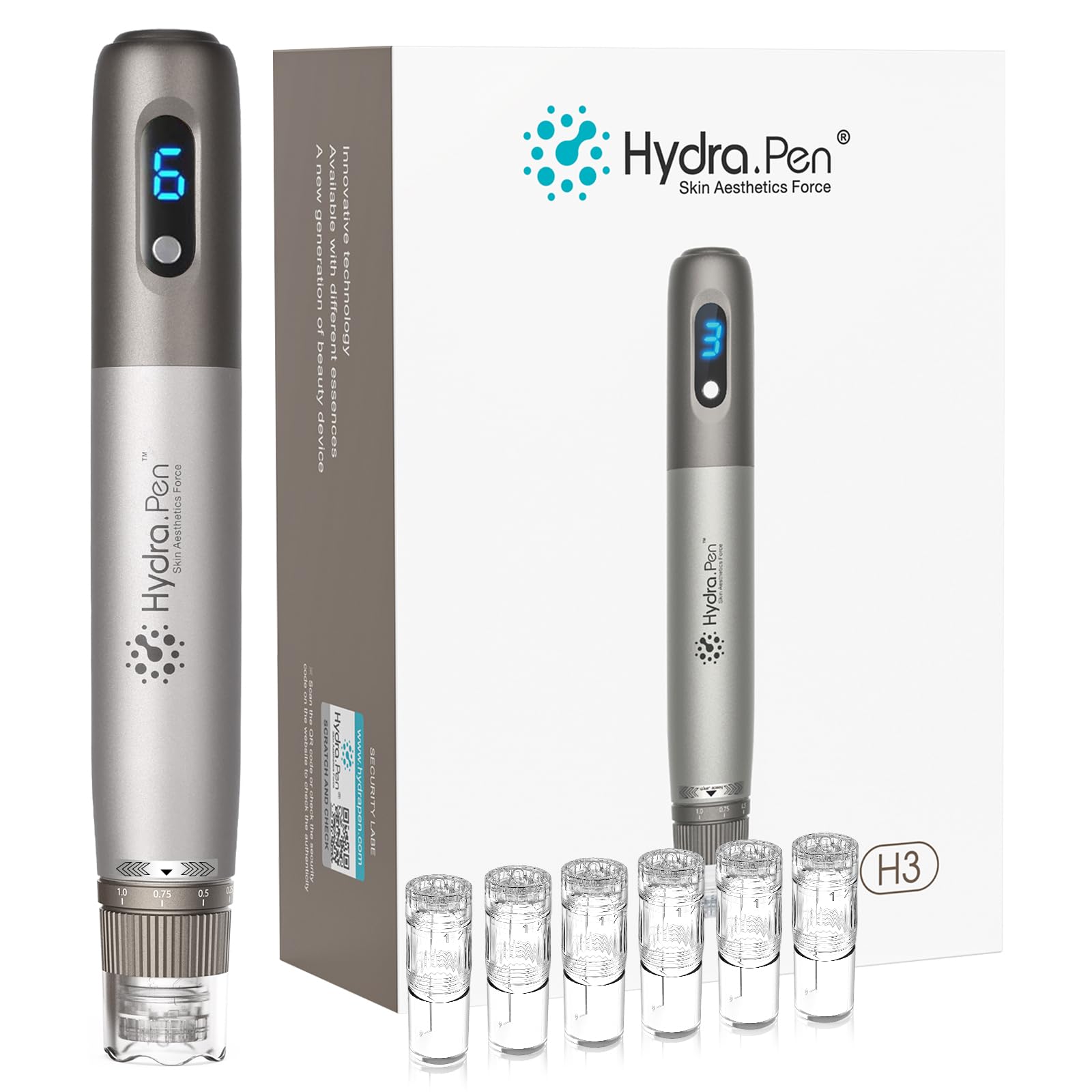Dr.pen Microneedling, Upgraded 2 IN 1 wireless Dermapen Hydra Pen H3 with 6 Pcs 12PIN Replacement Cartridges Needles 6 Speed Levels Depth Adjustable