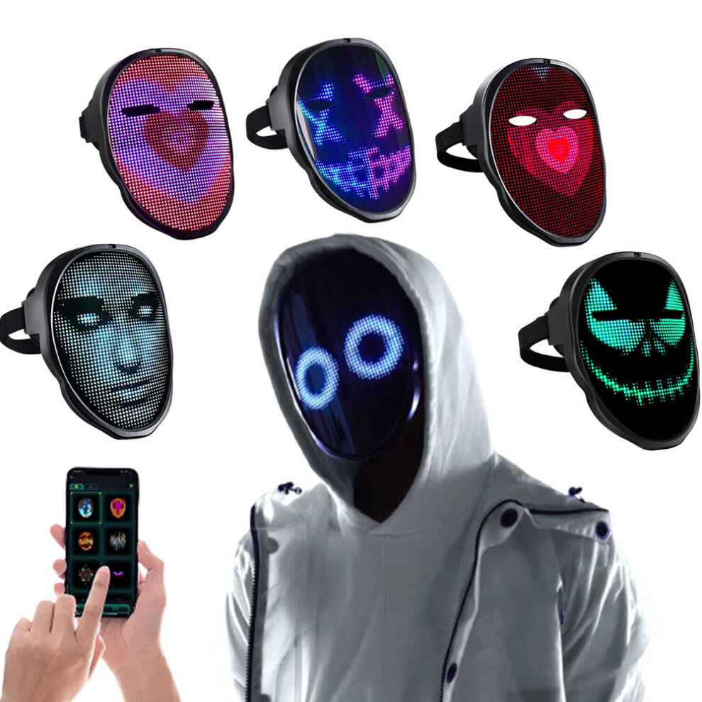 LED Mask Programmable App Control Halloween Costume Party Rave Club