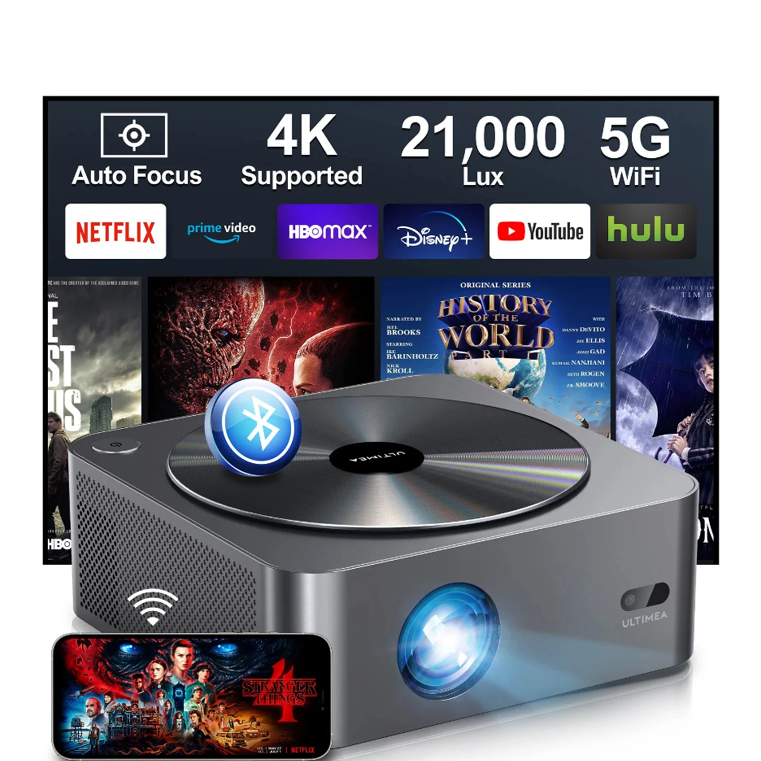 Full HD 1080P Projector 5G WiFi LED 4K Video Movie Smart Projector PK DLP Home Theater Cinema Bluetooth Projectors