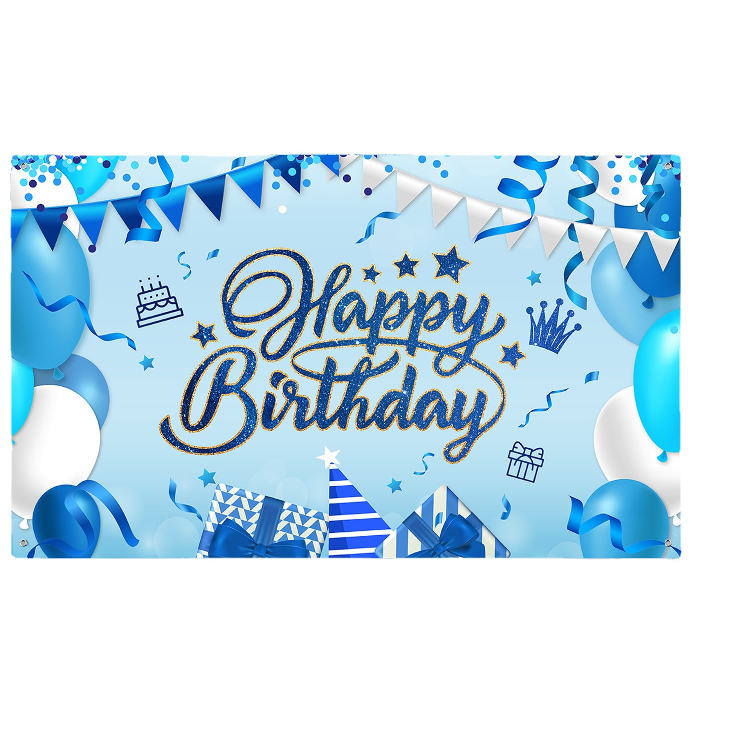 Happy Birthday Banner Backdrop Sign Decorations Backdrop Glitter Party Supplies Photo Background for Children Men Women