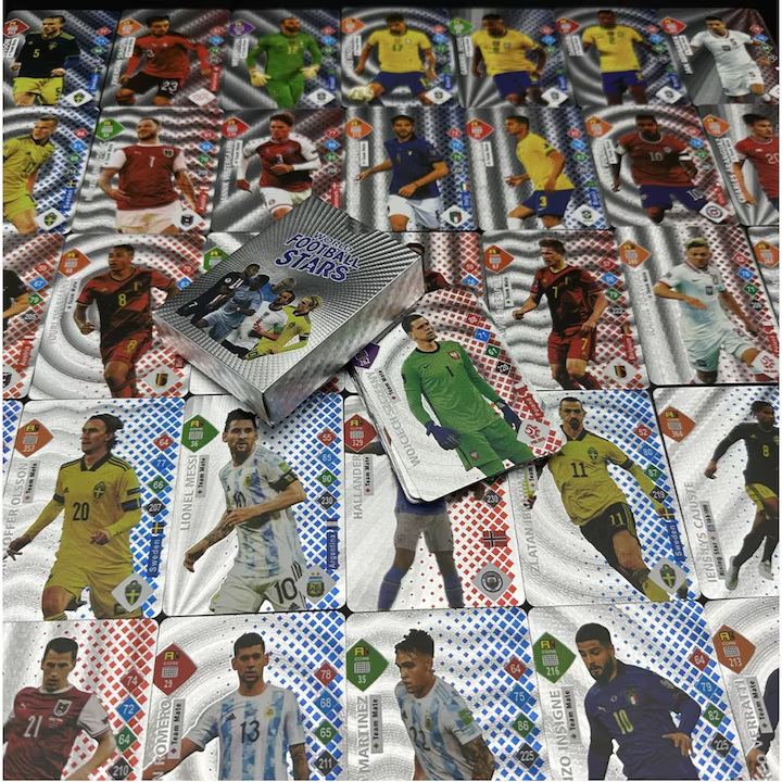 World Football Stars 55Pcs Silver Cards Trading Cards Games Plastic Material Football Player Toys Card Soccer Cards Childrens Fan Kids Gifts Packs