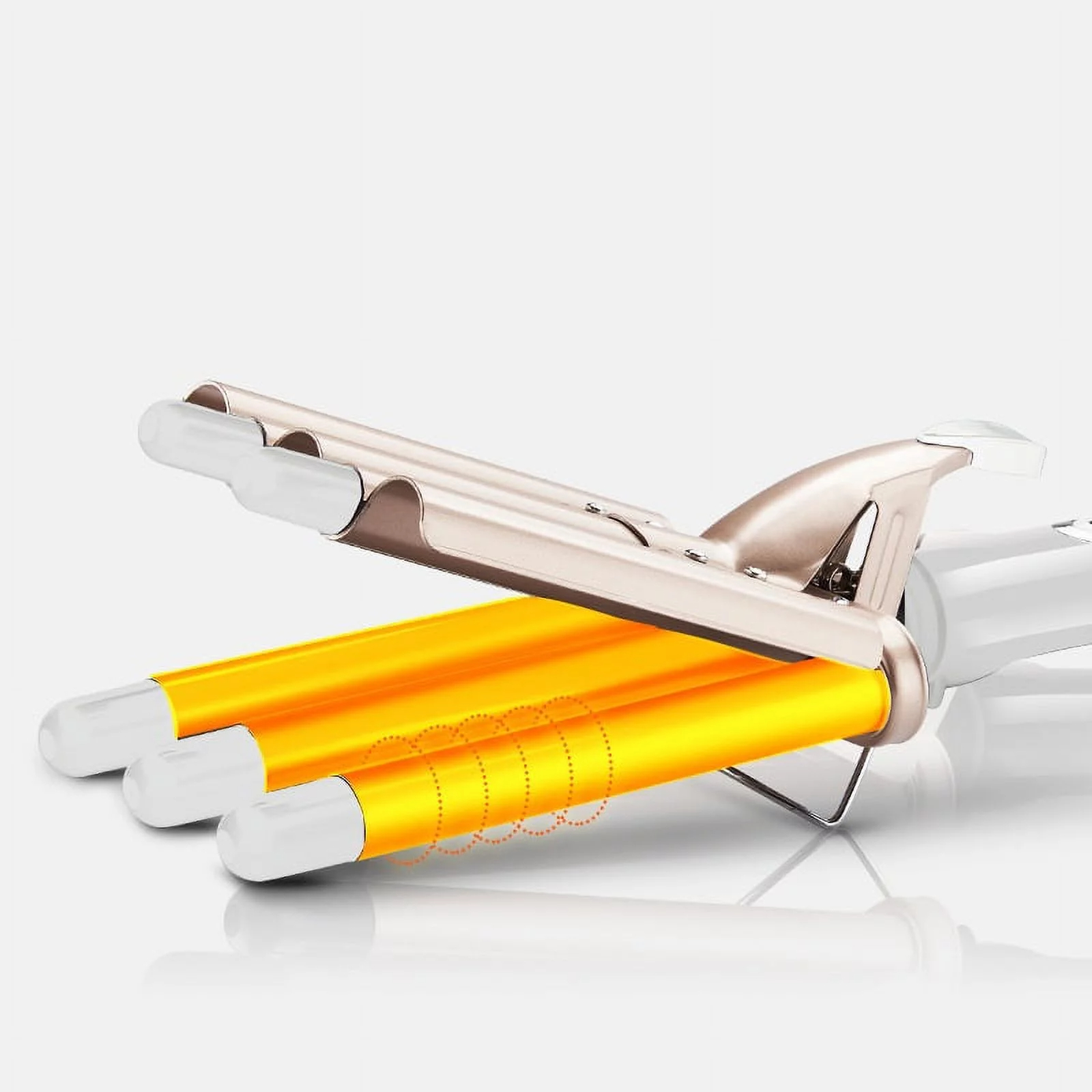Hair Curlers 5 in 1 Curling Wand Set with Barrel Hair Crimper for Women Beach Waver Curling Iron Wand Fast Heating Hair Wand in All Hair Type Gold 22mm