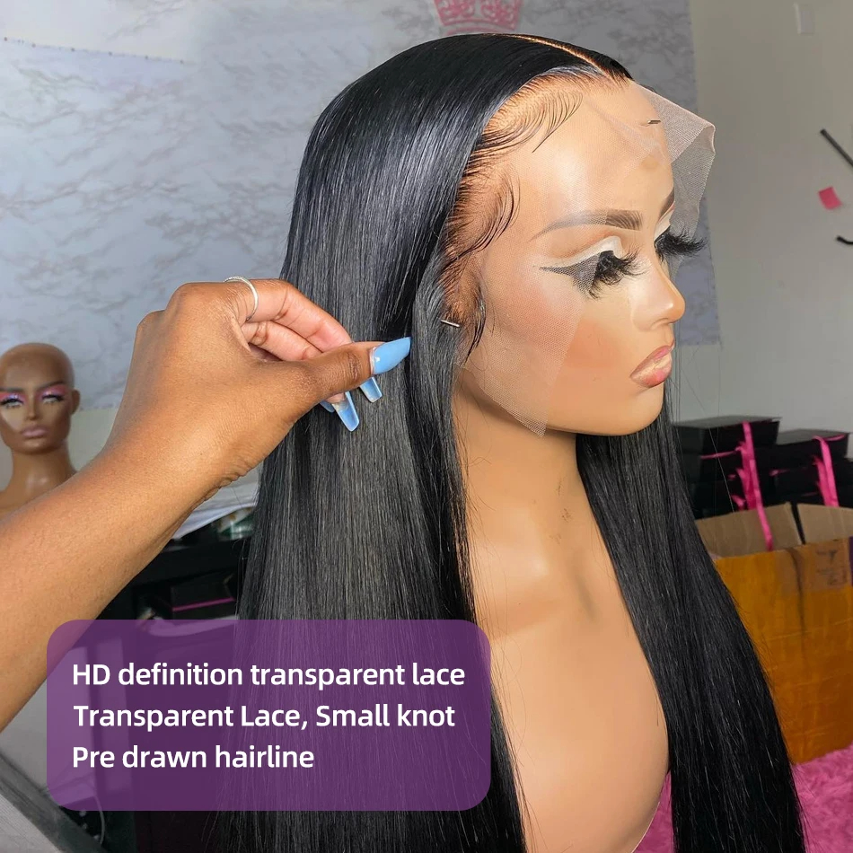 (20 inches) 180 Percent Density Frontal Wig For Black Women Wigs Human Hair 13x6 Bone Straight HD Transparent Lace Front Wigs