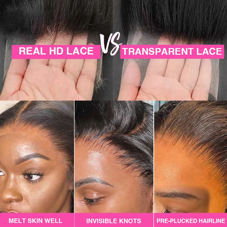 (5x5 HD 18inches) HD Transparent 13x4 13x6 Body Wave Lace Front Wig Pre Plucked 360 Lace Frontal Wig Human Hair Wigs For Women 5x5 Wig 200 Density