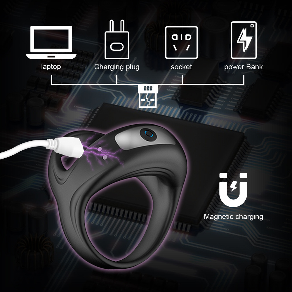 Penis Cock Ring Vibrator Vibrating Cockring Male Masturbator Delay Ejaculation Erection Sex Products Silicone Adults Toys Massager for Men Couples