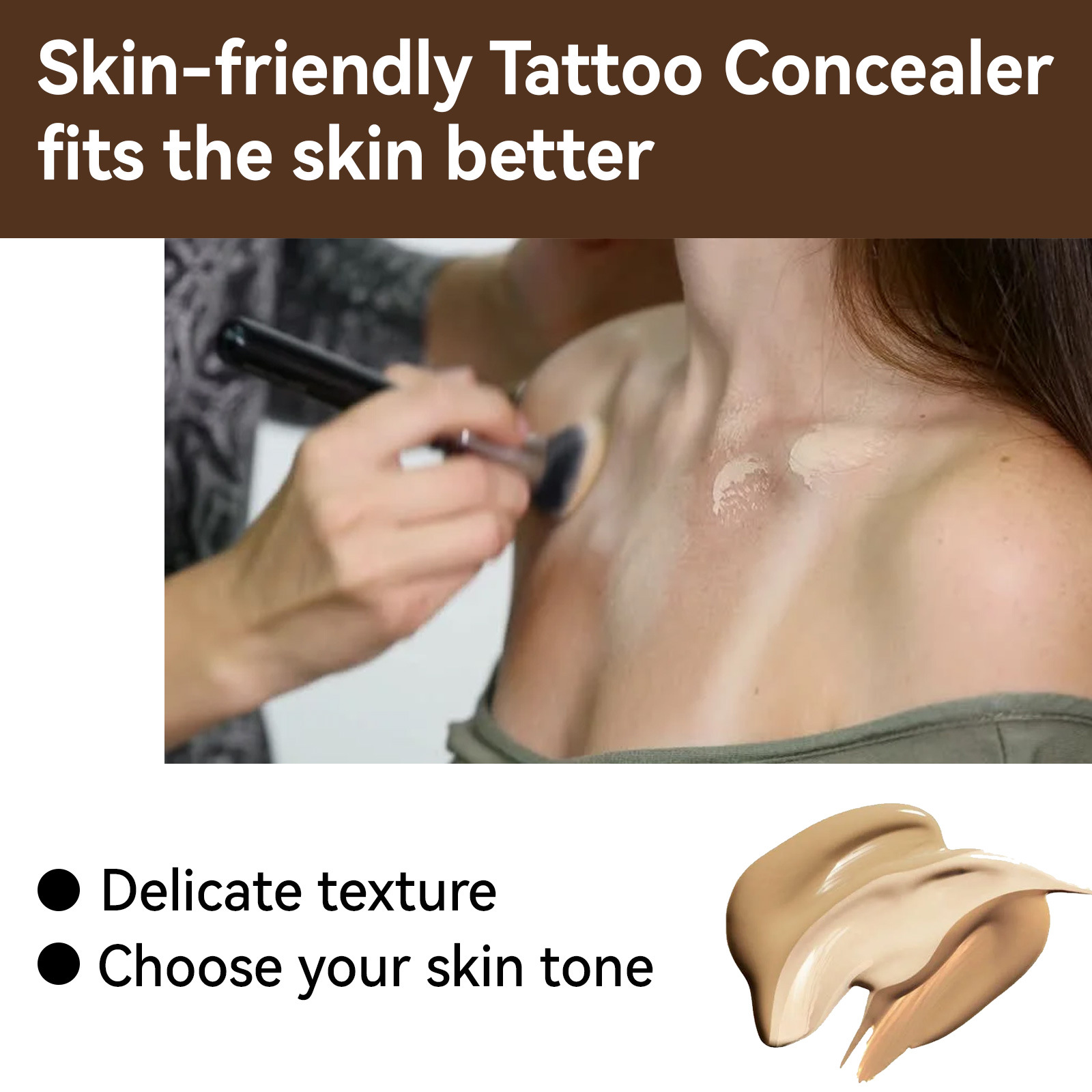 (1PC Light Color) Tattoo Concealer Invisible Tattoo Cover Cream Body Scars Birthmark Spots Covers Waterproof Brightening Makeup Cosmetics Tool Foundation Makeup 20g