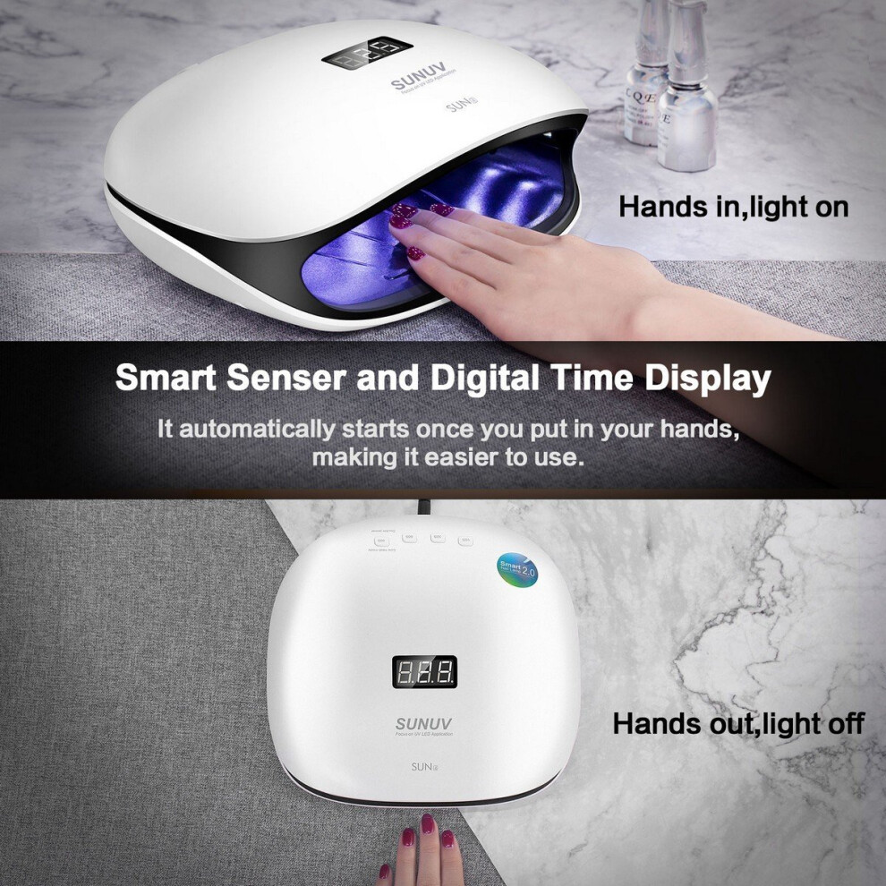SUNUV LED Nail Lamp, SUN4 48W Professional Nail Lampe UV Nail Dryer for Gel Polish Builder with Sensor 4 Timer LCD Display and Double-Speed