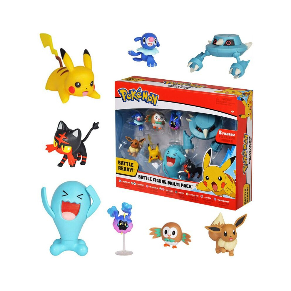 8pcs Set Pokemon Battle Figure Multi Pack Pikachu Eevee Wobbuffet Toys Gifts