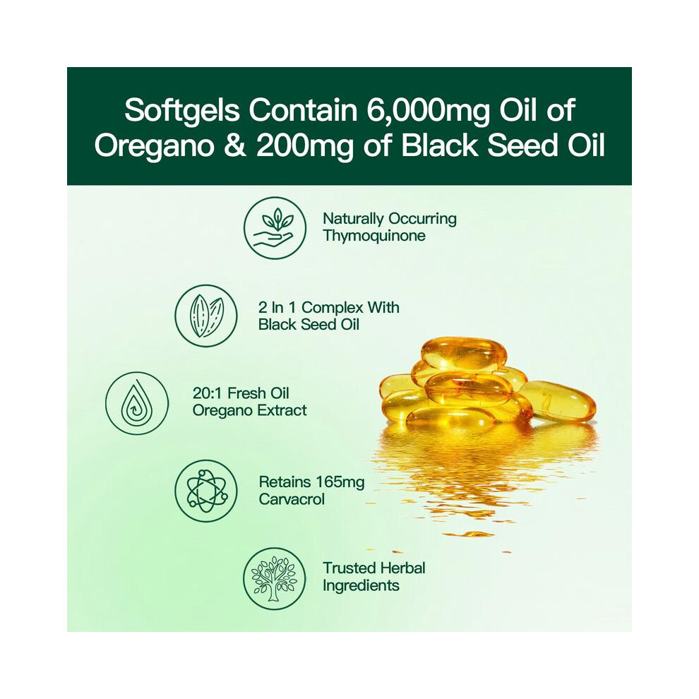 Oil of Oregano with Black Seed Oil 300 Capsules | Natural Antioxidants | Nutritional Support | Highly Effective Botanicals Dietary Healthcare