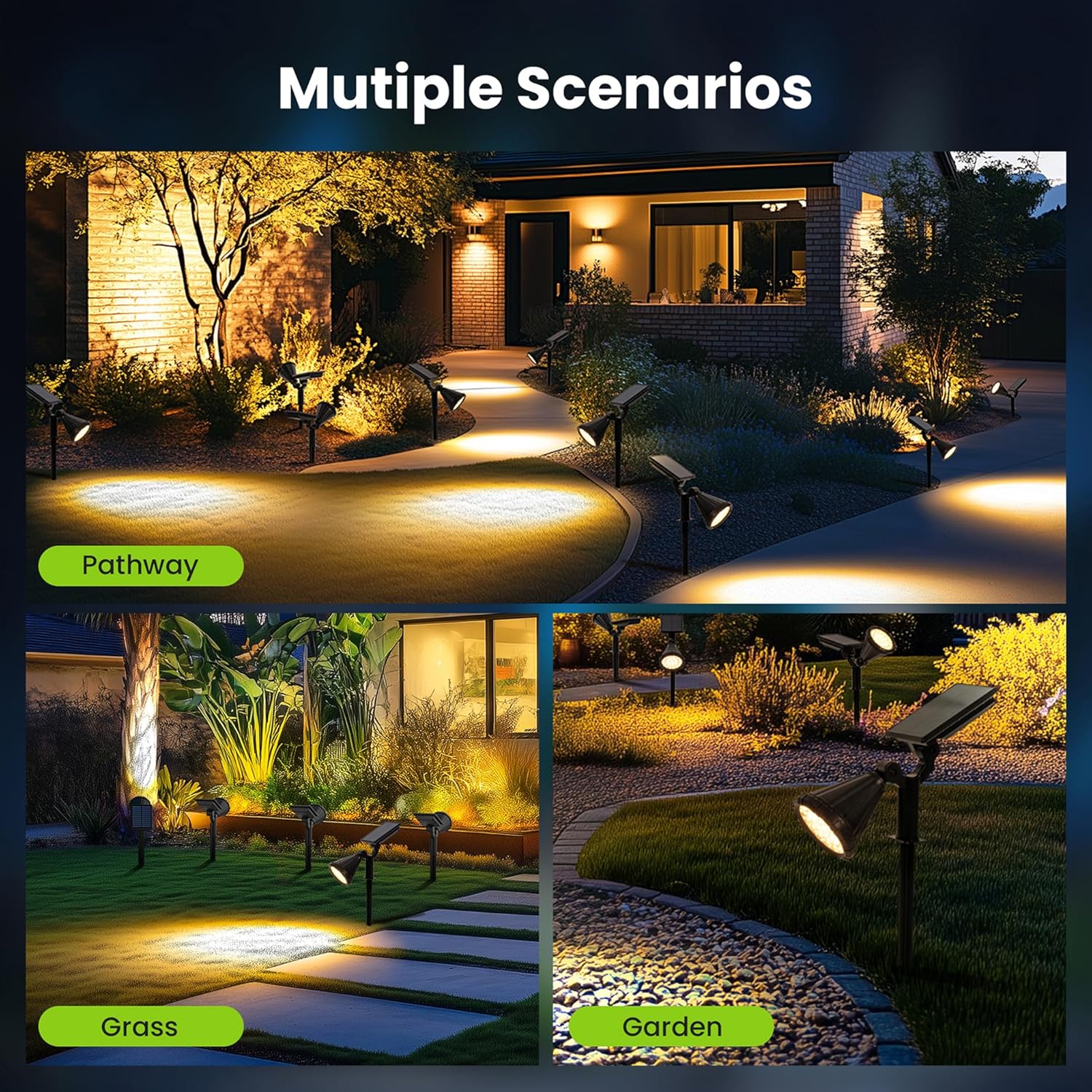 (Cold White) Solar Spot Lights Outdoor Garden 3 Modes IP65 Waterproof 25 LEDs Garden Solar Powered Spot Lights for Pathway Garden Fence