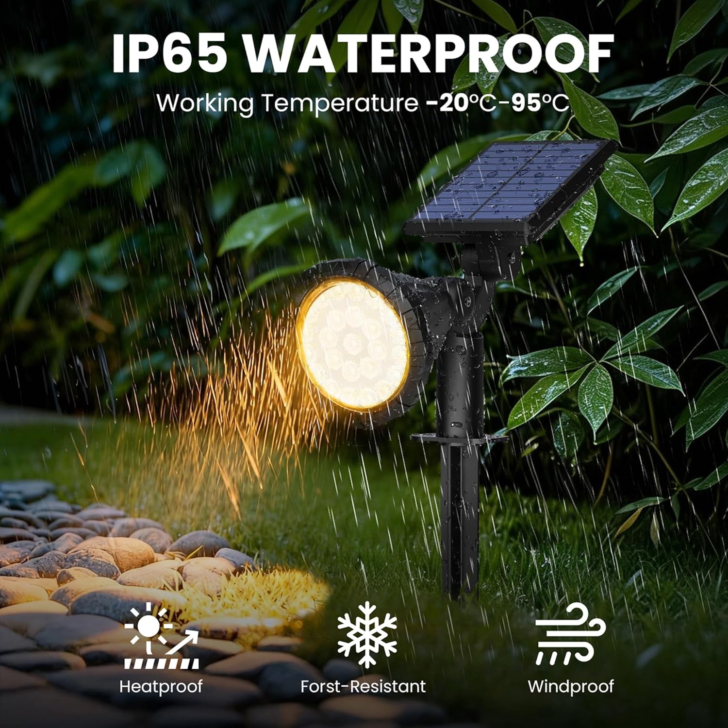 (Cold White) Solar Spot Lights Outdoor Garden 3 Modes IP65 Waterproof 25 LEDs Garden Solar Powered Spot Lights for Pathway Garden Fence