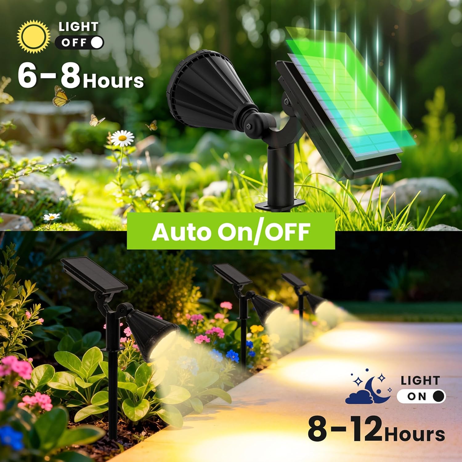 (Cold White) Solar Spot Lights Outdoor Garden 3 Modes IP65 Waterproof 25 LEDs Garden Solar Powered Spot Lights for Pathway Garden Fence