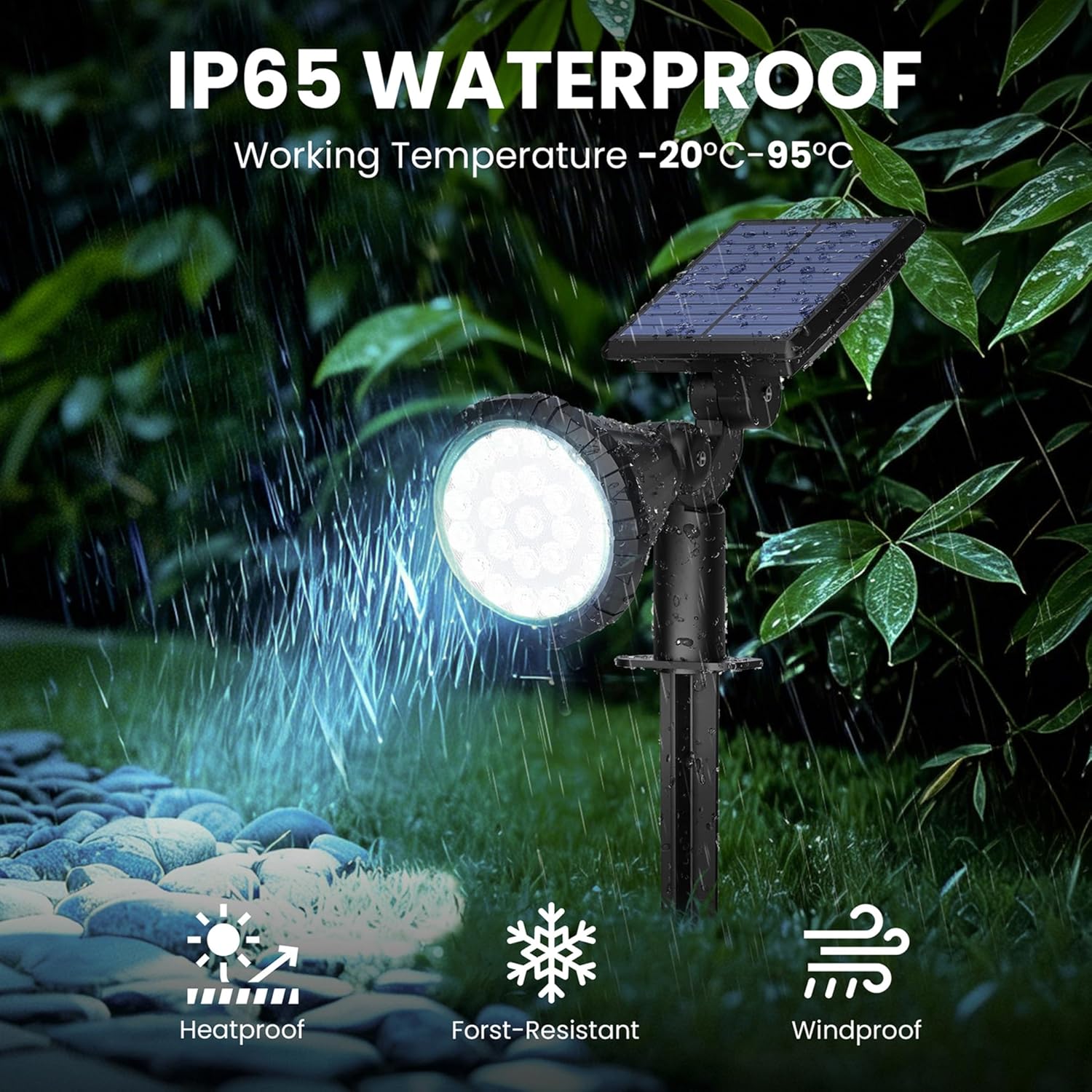 (Cold White) Solar Spot Lights Outdoor Garden 3 Modes IP65 Waterproof 25 LEDs Garden Solar Powered Spot Lights for Pathway Garden Fence