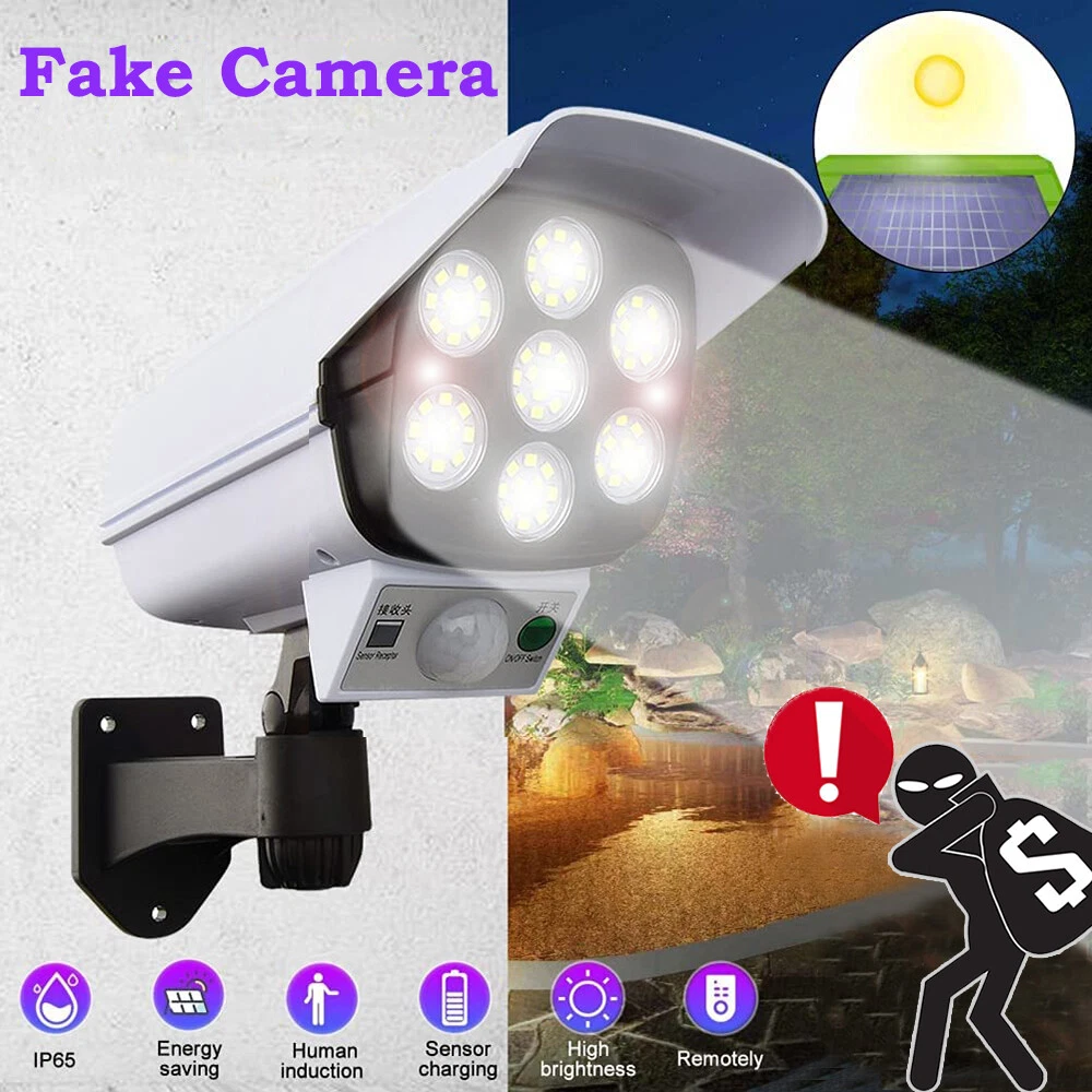 LED Solar Light Motion Sensor Security Wall Street Yard Outdoor Lamp Fake Camera