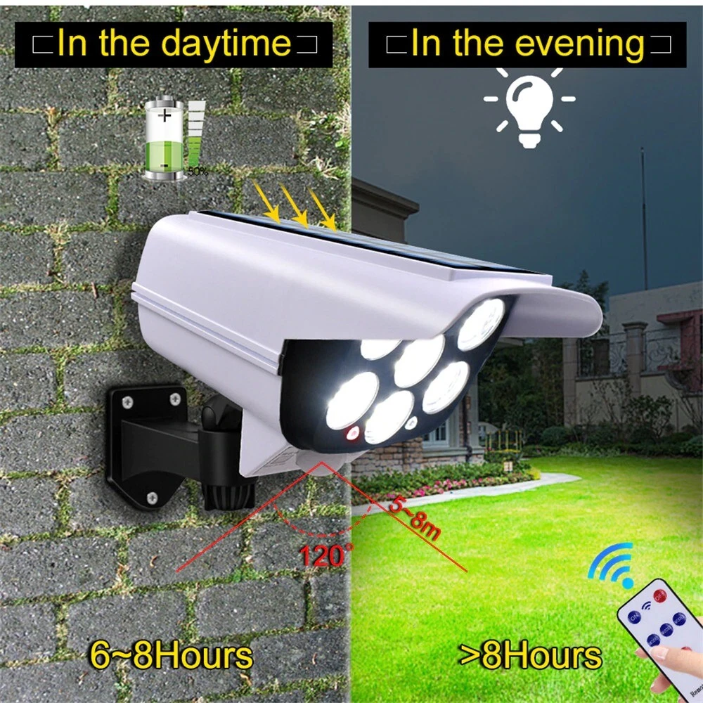 LED Solar Light Motion Sensor Security Wall Street Yard Outdoor Lamp Fake Camera