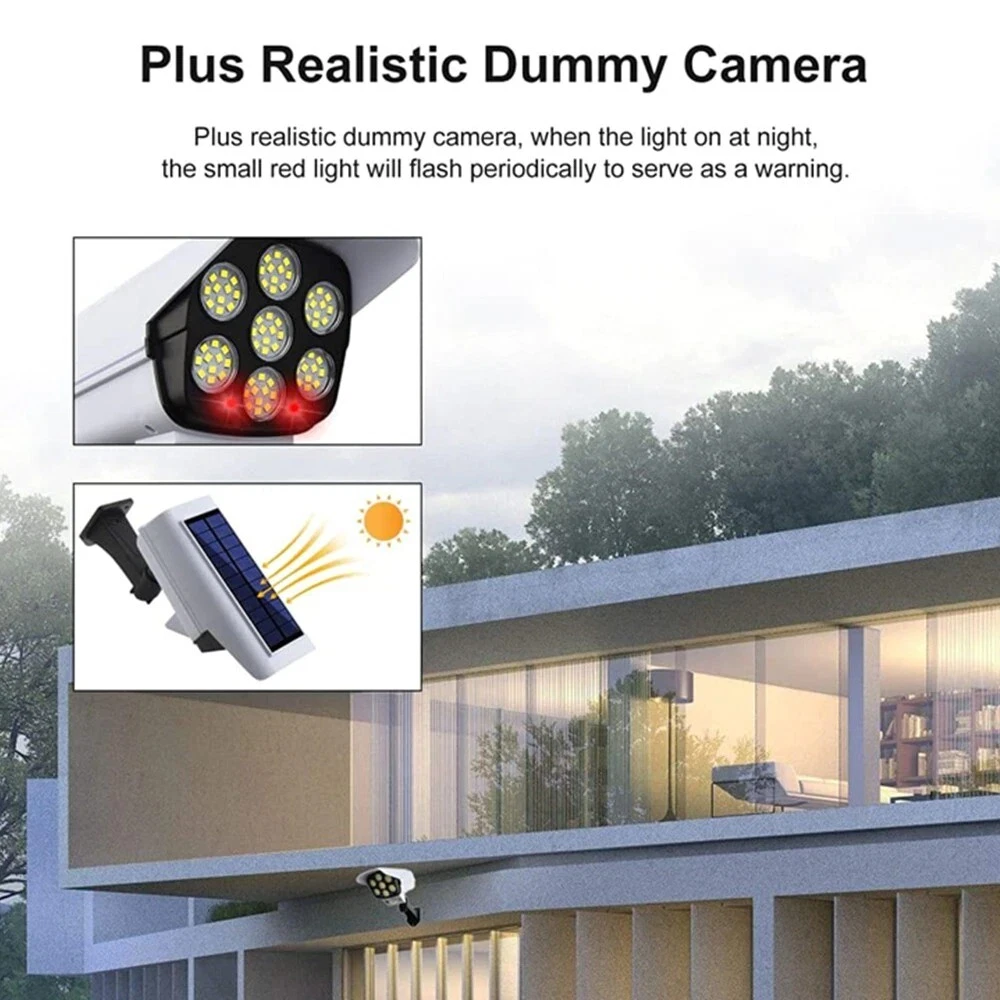 LED Solar Light Motion Sensor Security Wall Street Yard Outdoor Lamp Fake Camera