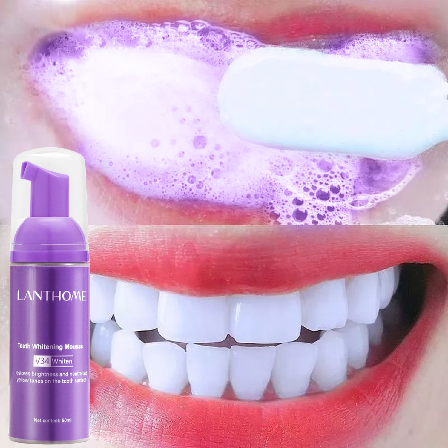 V34 Teeth Mousse For Stain Removal Whitening And Breath Freshening Daily Oral Care Foam 1pc