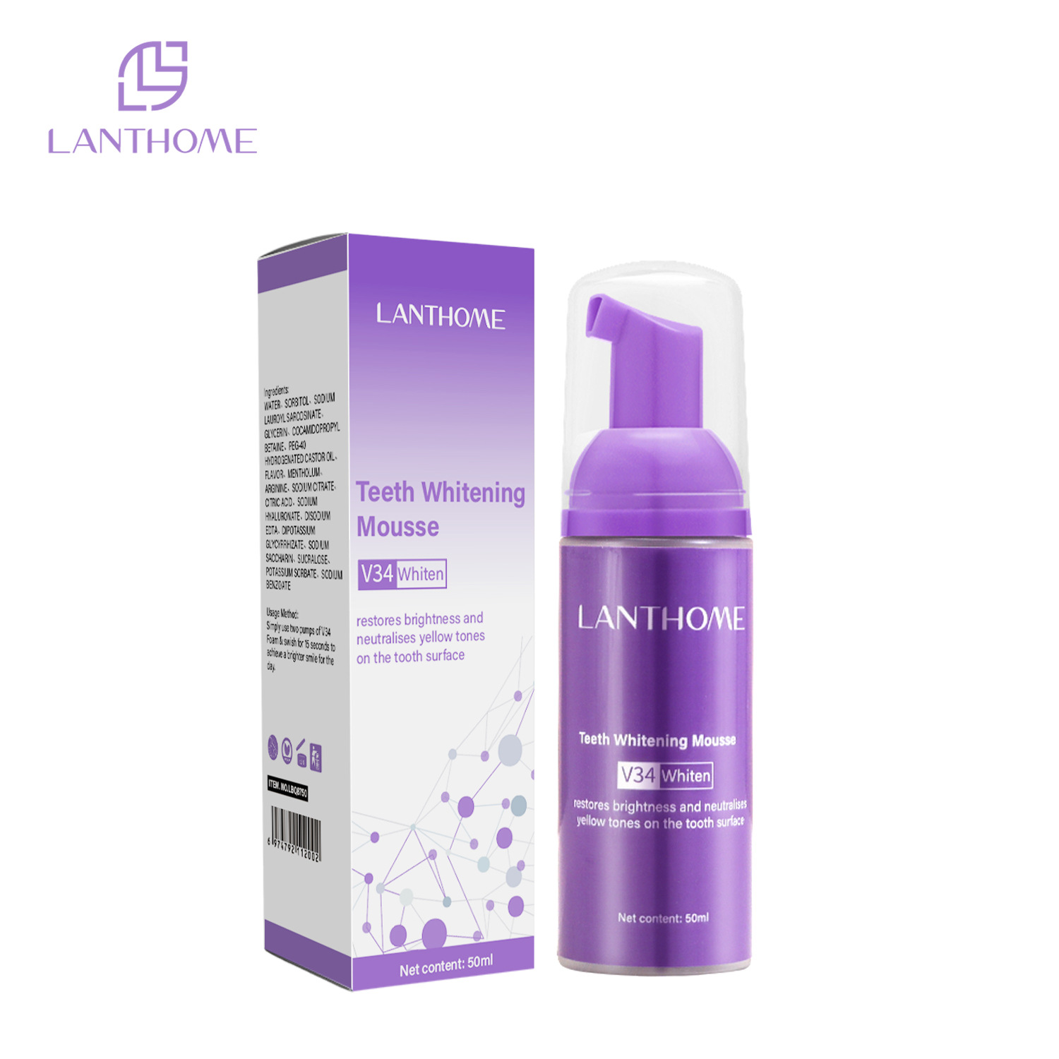 V34 Teeth Mousse For Stain Removal Whitening And Breath Freshening Daily Oral Care Foam 1pc
