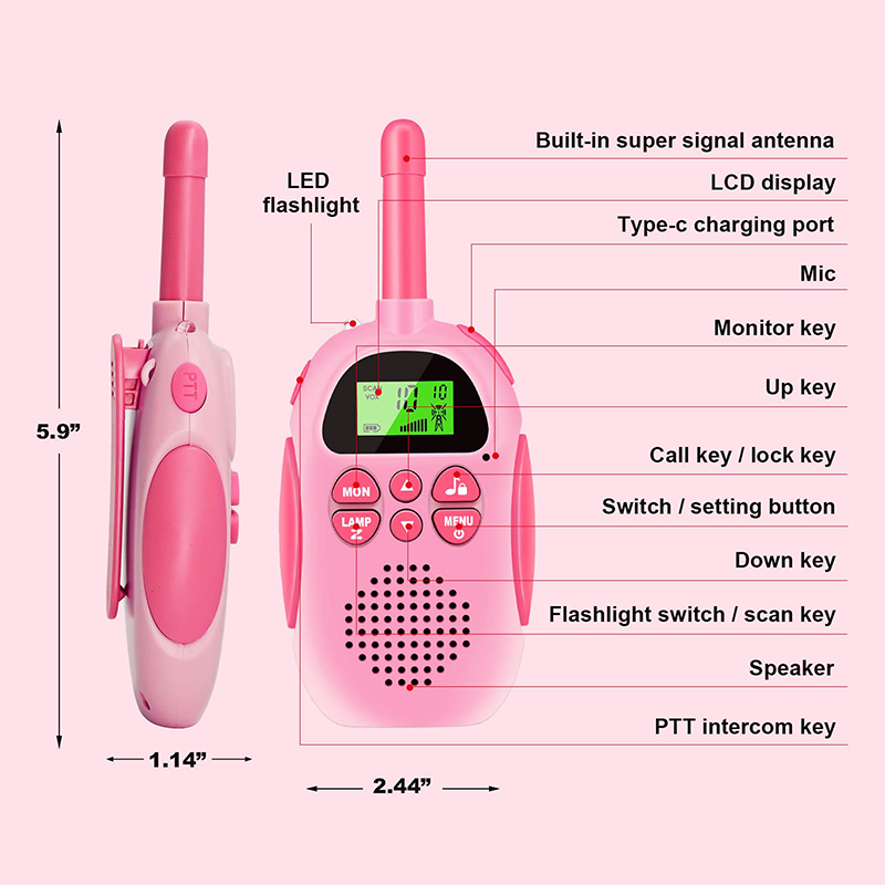 Walkie Talkies for Kids Toys Rechargeable Battery Walkie Talky 22 Channels 2 Way Radio 3KM Long Range for Children Gifts