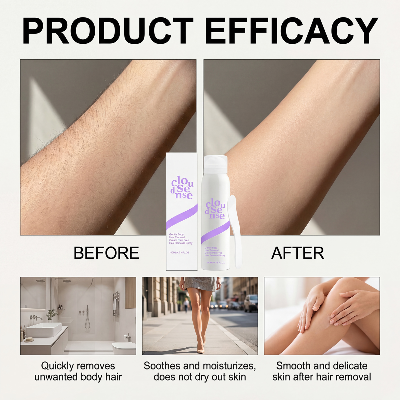 Mild Depilatory Spray Daily Skin Gentle Refreshing Whole Body Hair Removal Body Cleansing Portable Easy Operation Mist
